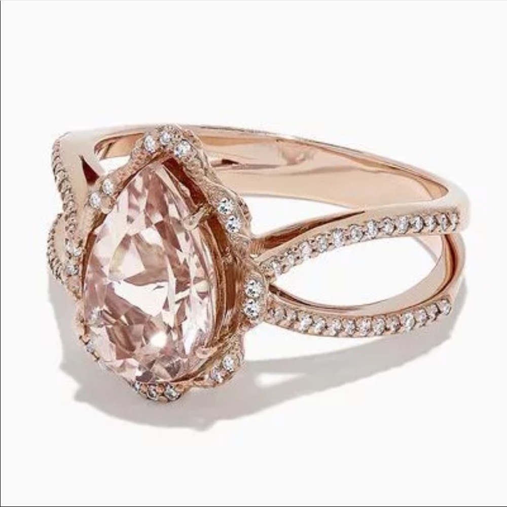 New Pear Cut Rose Gold Delicate Women’s Ring - Picture 3 of 6